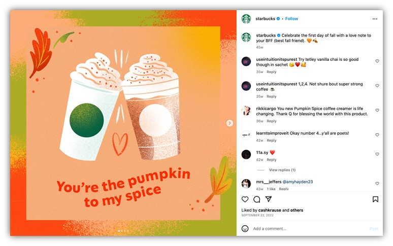 fall slogans - sample social media post for fall referral program