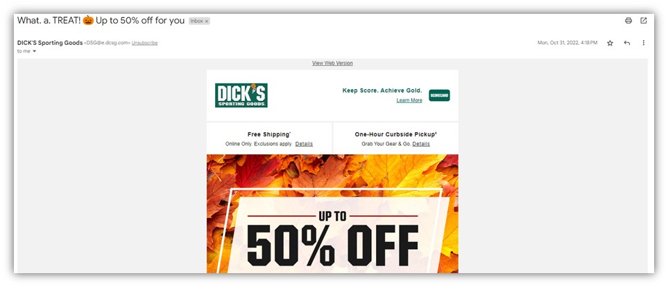 halloween sales email subject line example