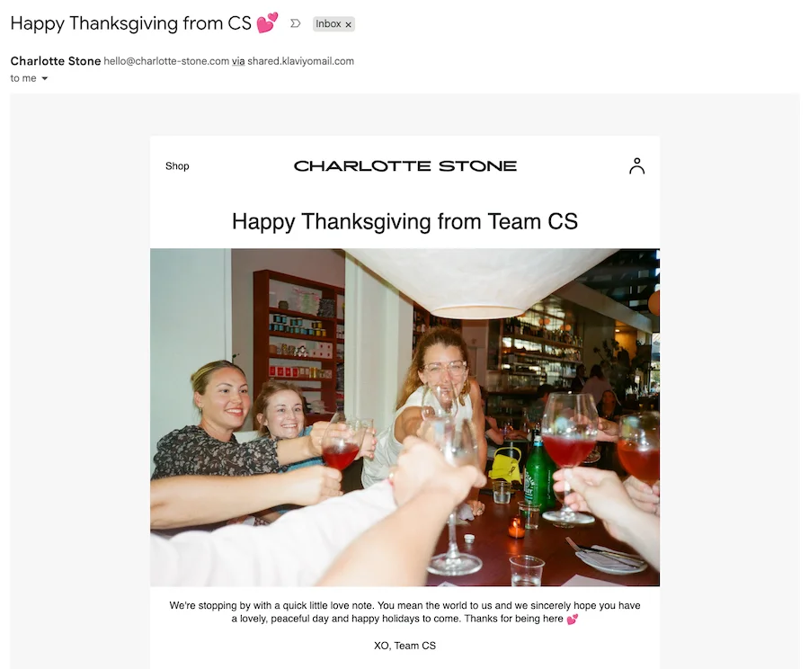 thanksgiving email example