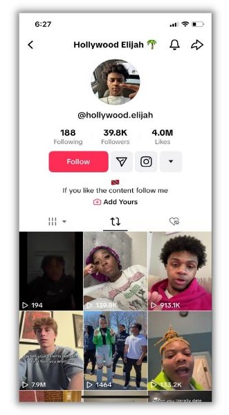 How to repost on TikTok - screenshot of a TikTok account