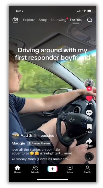 How to repost on TikTok - TikTok of a man driving
