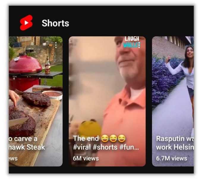 Youtube Shorts Ideas - screenshot of youtube shorts on a video feed