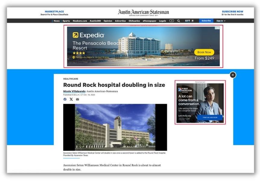 display advertising example from austin statesman