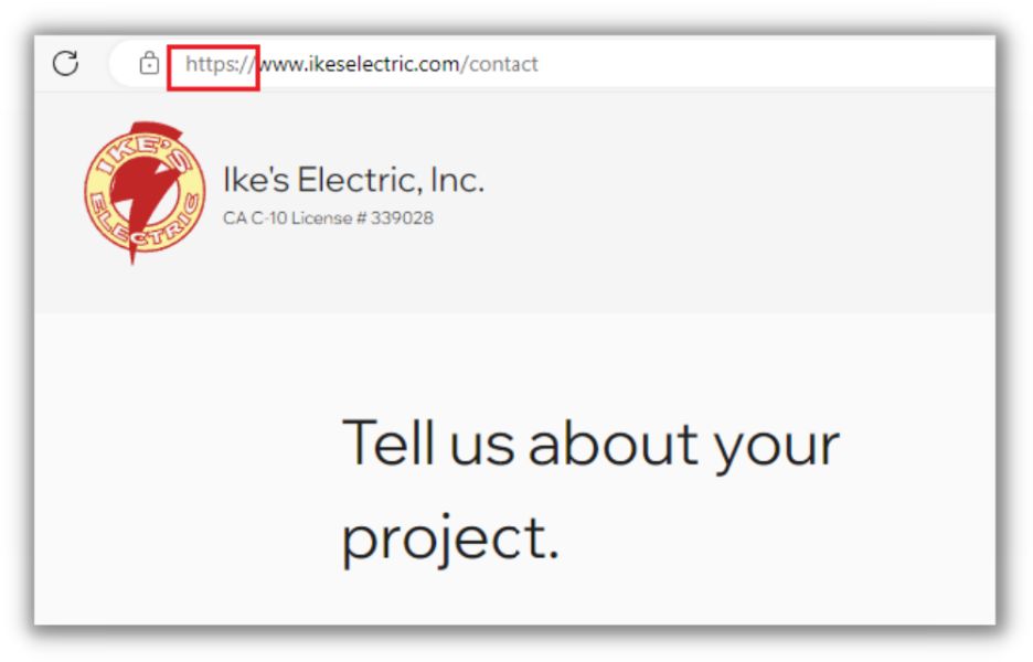 lead generation website - screenshot URL highlighting HTTPS 