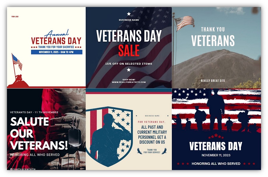 veterans day images - veterans day social media image template preview