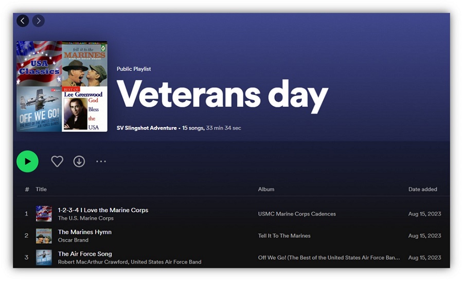 veterans day posts - example veterans day playlist
