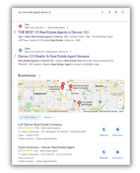 Free real estate leads - Google search results for real estate agent