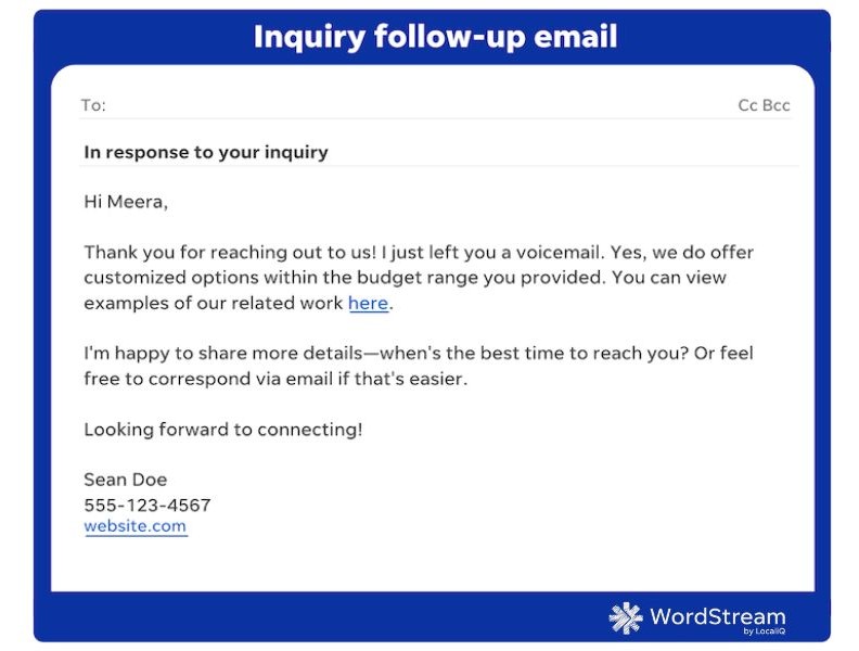 lead nurture email example