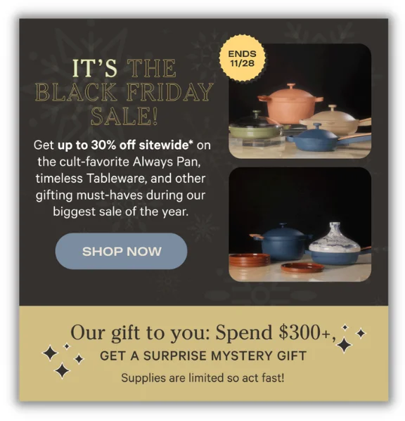 black friday promotion ideas example from our place for mystery gift