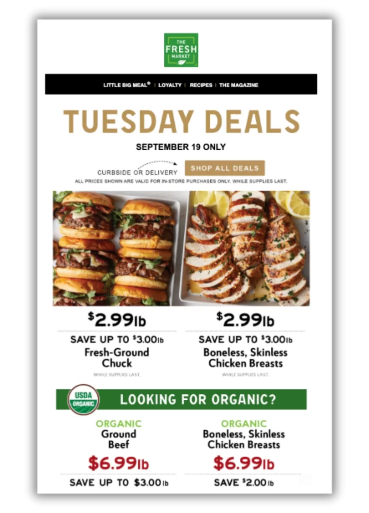 Email nurture campaign - promotional email from fresh market