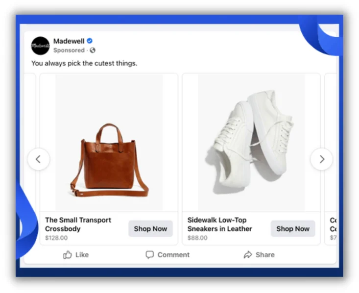 lead conversion strategy - remarketing ad on facebook from madewell