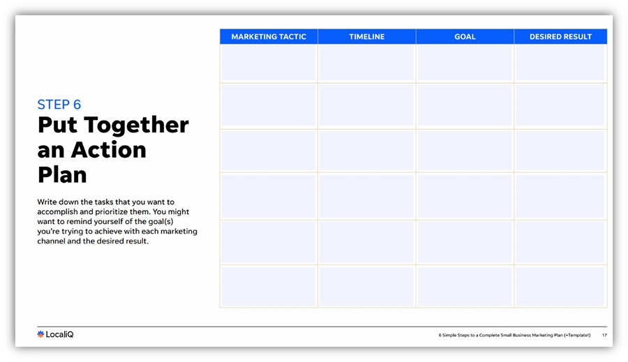 marketing campaign template - localiq marketing campaign planning template screenshot