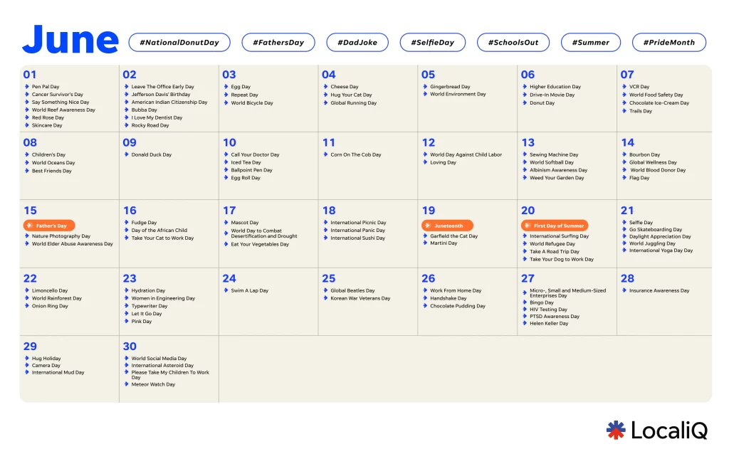2025 marketing calendar - june social media holidays
