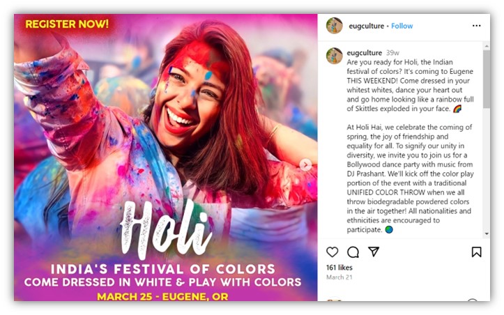 diversity calendar - march holi instagram post