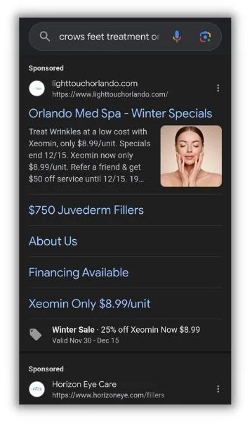 Healthcare leads - screenshot of a Google ad