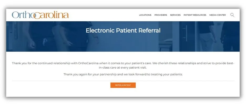 Healthcare leads - screenshot of a referral page