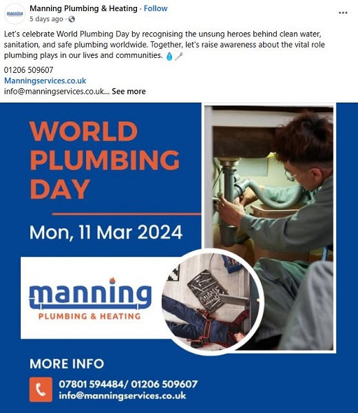 social media holidays - march world plumbing day