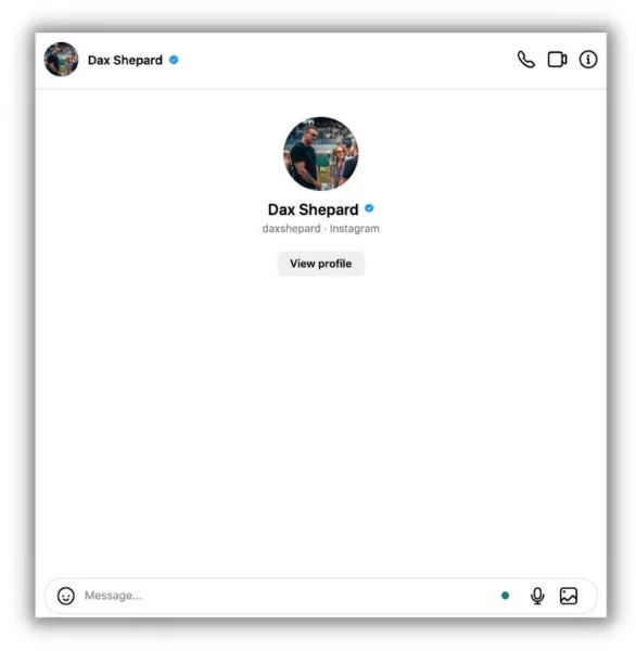How to DM on Instagram - screenshot of Dax Sheppard IG page