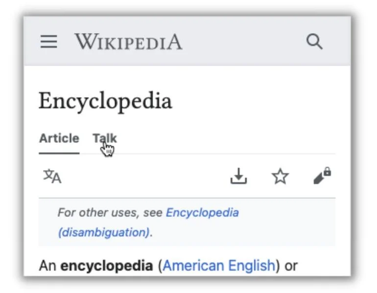 How to create a wikipedia page - wikipedia "talk" button