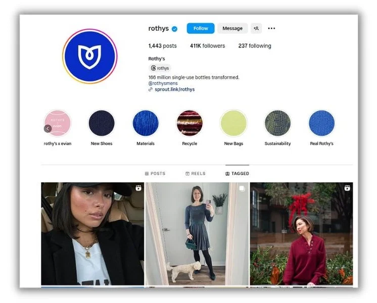 Social media optimization - Rothy's instagram profile
