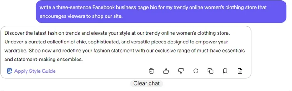 ai prompt examples - facebook bio prompt