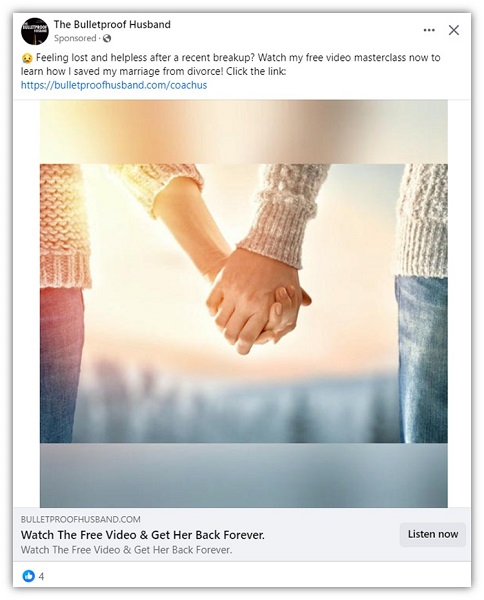 facebook image ad examples - screenshot of single image facebook ad