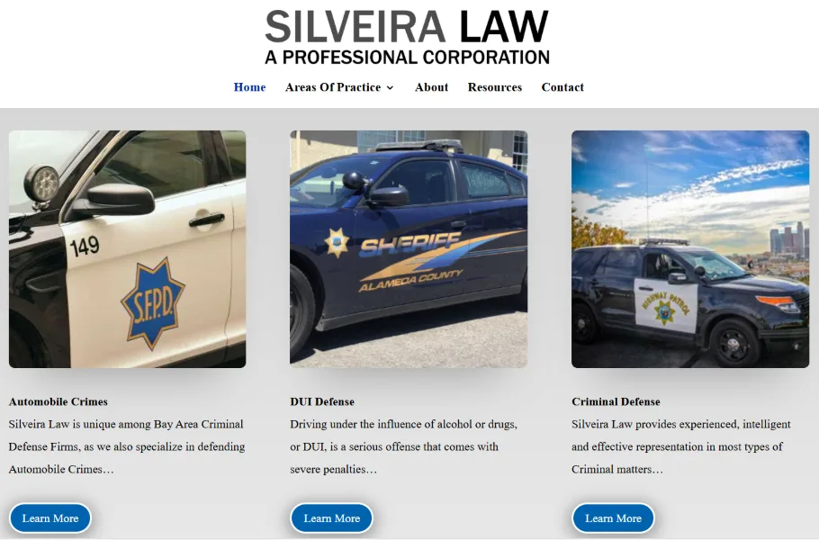 SEO examples - Law practice website navigation.