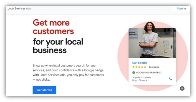 local services ads - google lsa home page screenshot