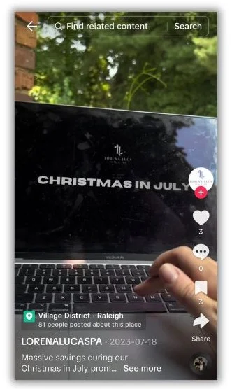 July promotion ideas - TikTok post for christmas in july