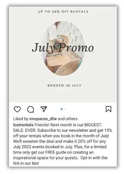 July promotion ideas - subscriber ad.
