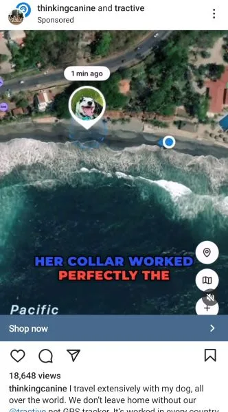 Instagram ad examples - Tractive ad