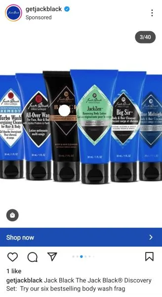 Instagram ad examples - Jack Black ad