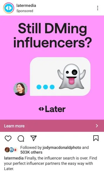 Instagram ad examples - Later ad