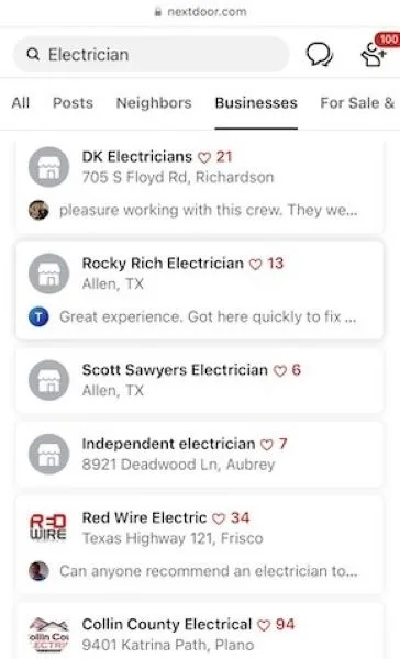 Home services marketing - Nextdoor page.