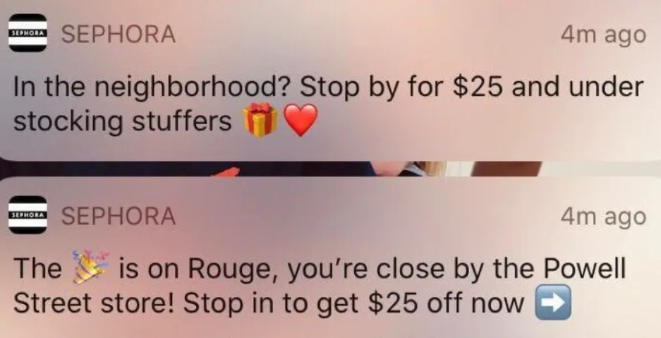 Geofencing examples - sephora