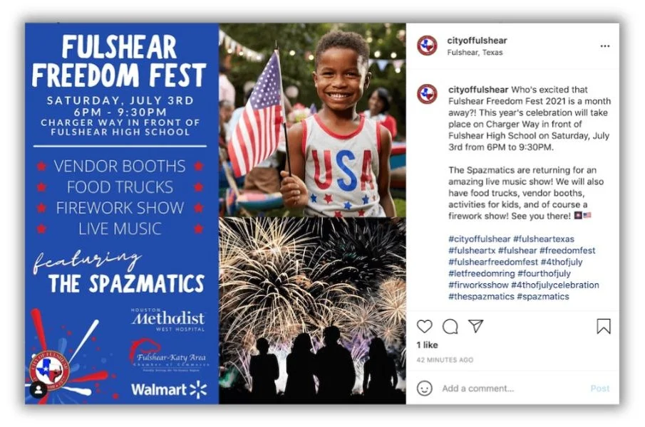 Offline Marketing Ideas: Instagram post promoting a local event.