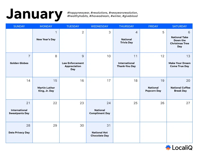 Your Happiness Calendar for January 2024