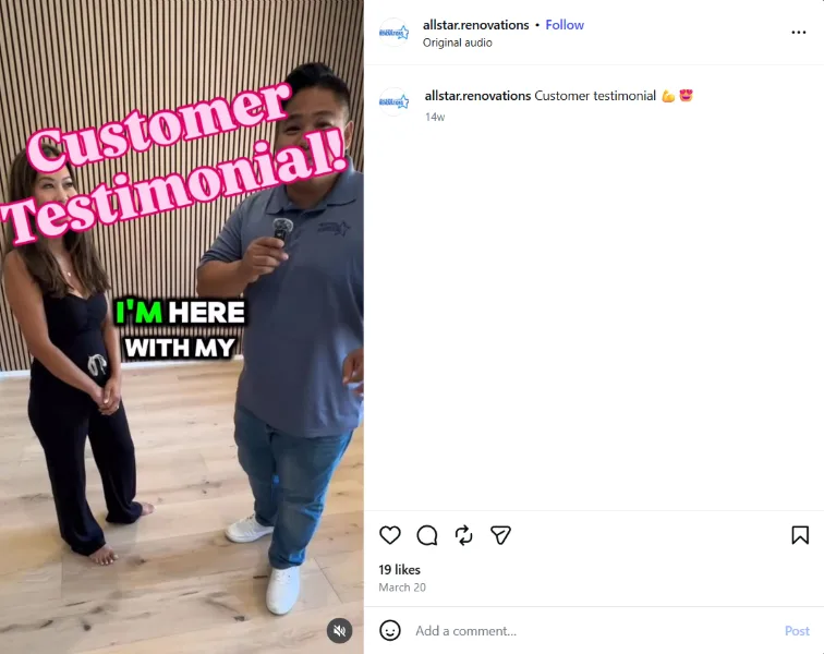 Social media lead generation - customer testimonial