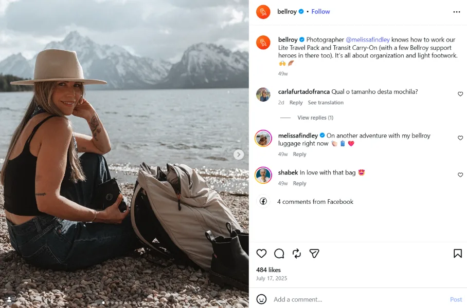 Social media lead generation - Bellroy