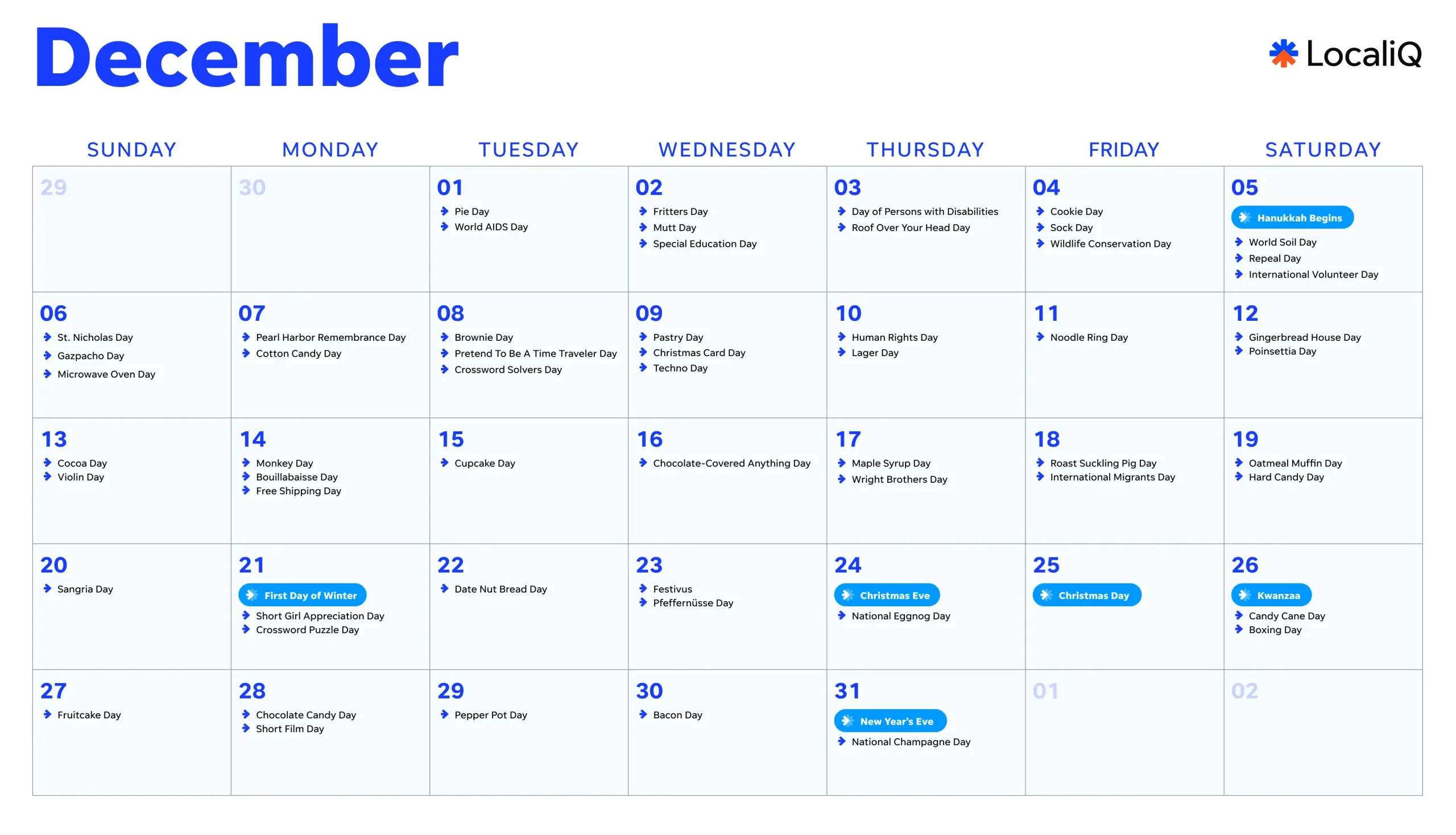 2026 marketing calendar - december 2026 social media holidays