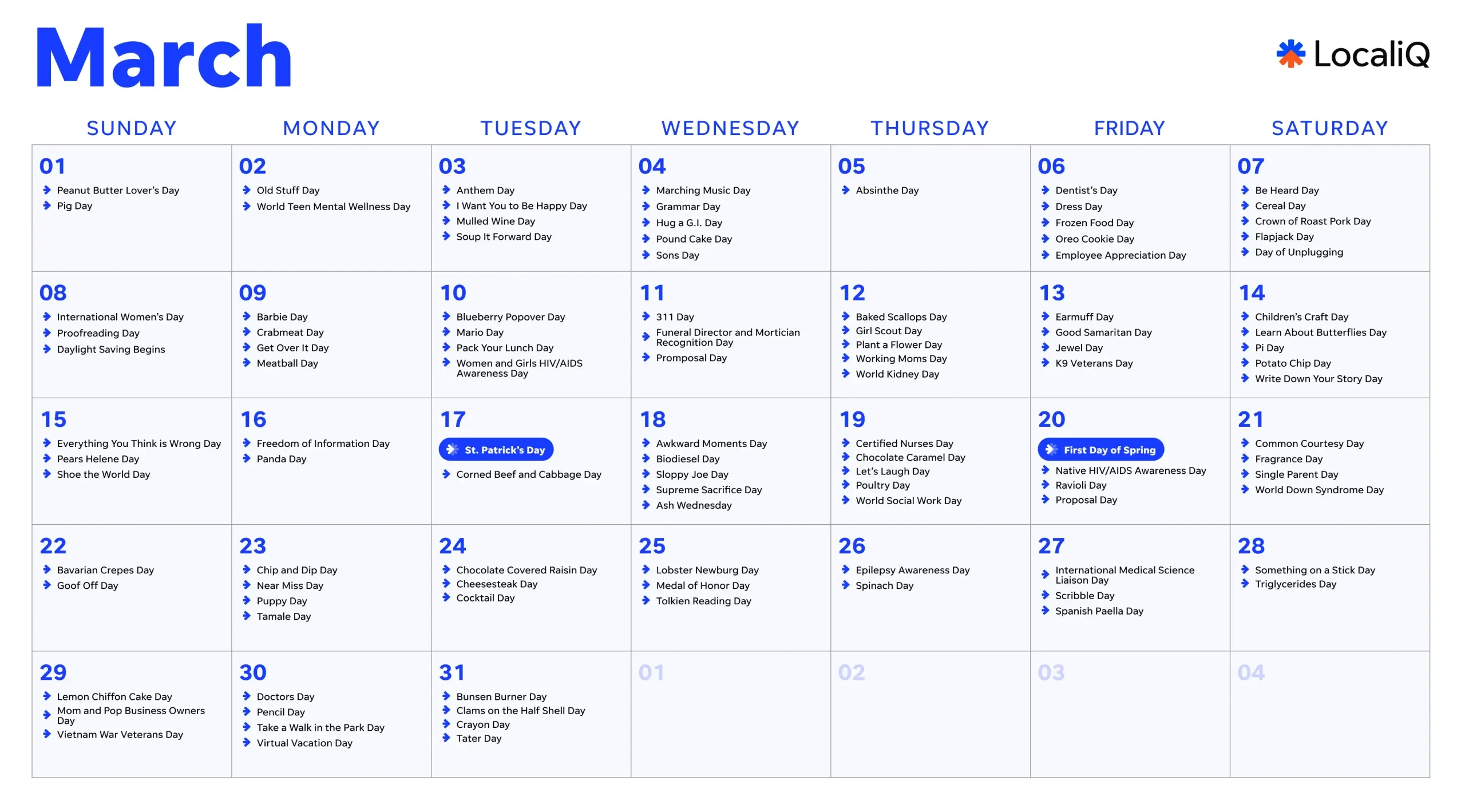 2026 marketing calendar - march 2026 social media holidays