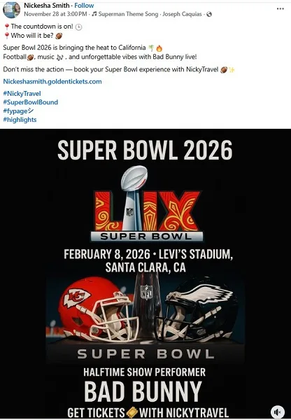 social media holidays - february superbowl facebook post example