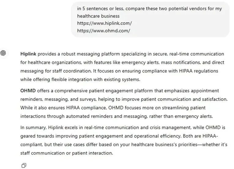 ai prompts for business - healthcare vendor ai prompt