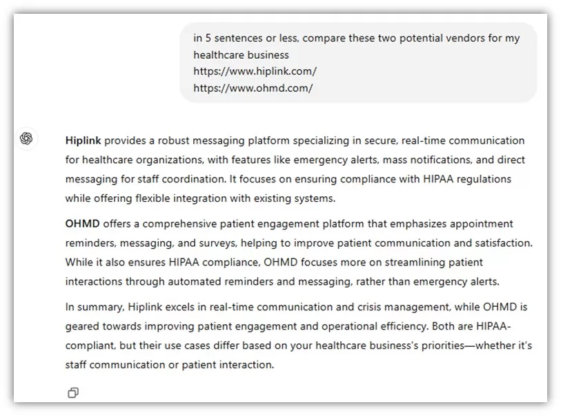 ai prompts for business - healthcare vendor ai prompt