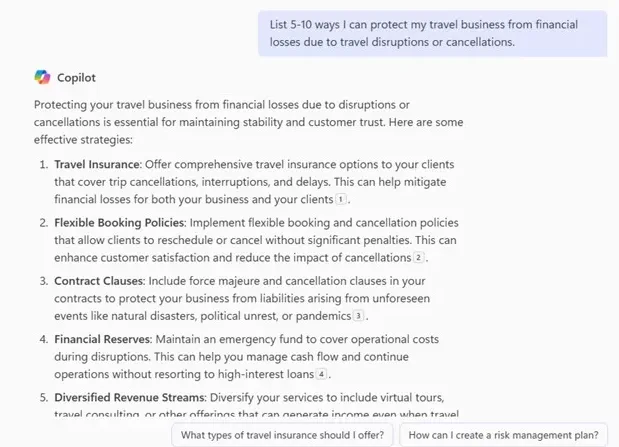 ai prompts for business - travel company ai prompt