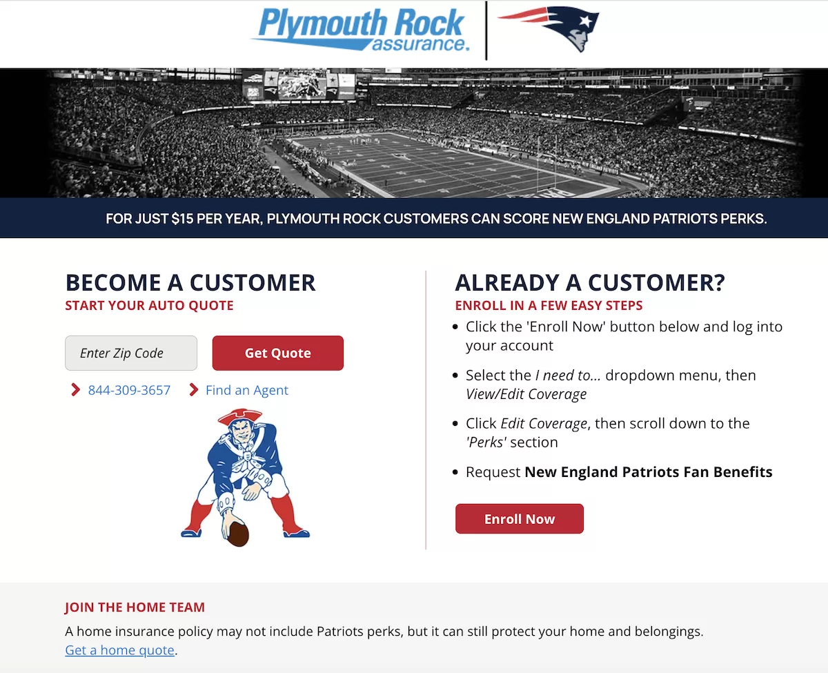 insurance agency partnership wtih nfl team for lead generation