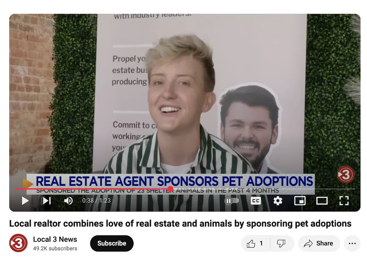 real estate agent featured on local news youtube video