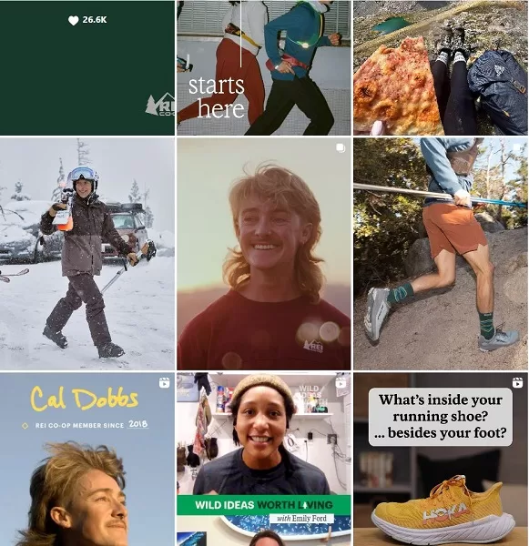 Social media strategies - REI's Instagram feed.