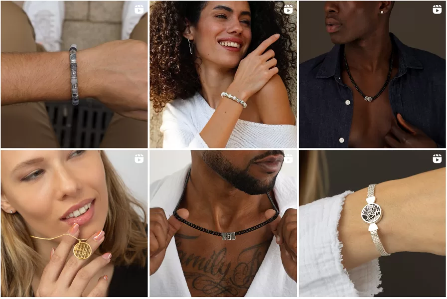 Social media strategies - Instagram account with jewelry images.