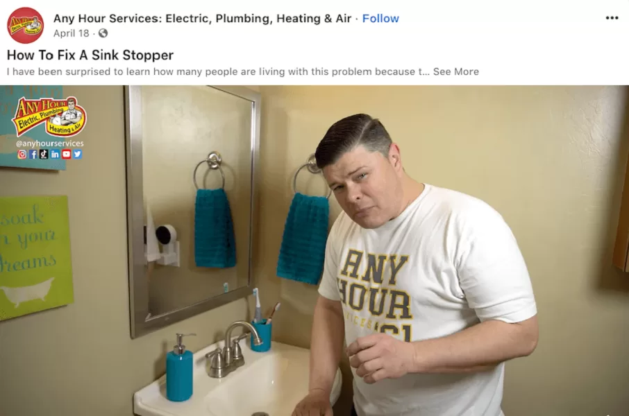 Social media strategies -educational post from a plumber